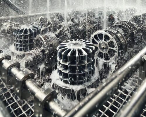 Inside of a parts washer using sonic wash lf parts washer detergent
