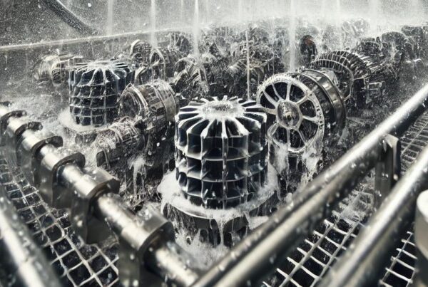 Inside of a parts washer using sonic wash lf parts washer detergent