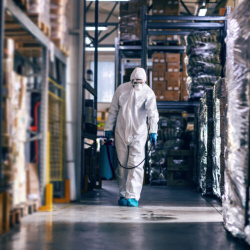 Building Wide Commercial Disinfecting - Spraying and sanitizing Warehouse