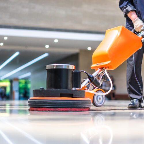 High Traffic Floor Care Systems - Buffing shiny floor